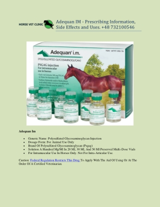 Adequan IM - Prescribing Information, Side Effects and Uses.  48 732100546