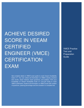 Achieve Desired Score in Veeam Certified Engineer (VMCE) Certification Exam