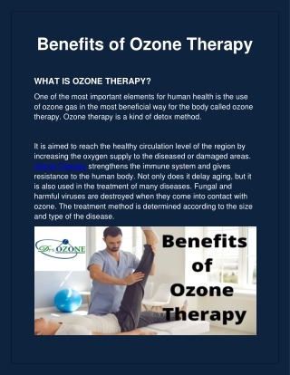 Benefits of Ozone Therapy