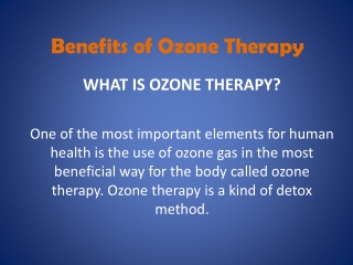 Benefits of Ozone Therapy