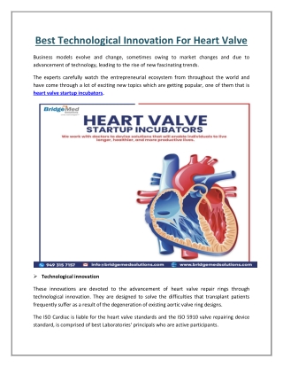 Best Technological Innovation For Heart Valve