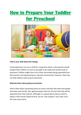 How to Prepare Your Toddler for Preschool