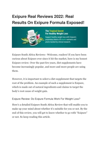 Exipure Real Reviews 2022: Real Results On Exipure Formula Exposed!