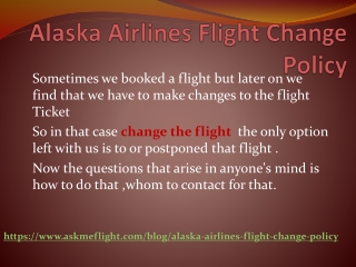 Alaska Airlines Flight Change Policy