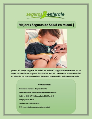 Mejores Seguros de Salud en Miami | Segurosenterate.com