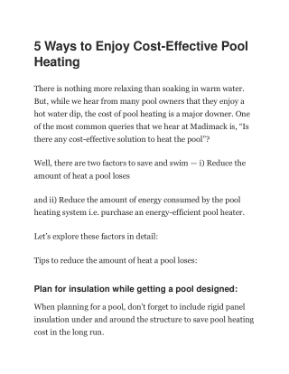 5 Ways to Enjoy Cost-Effective Pool Heating