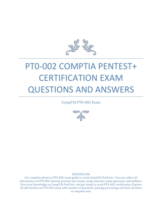 PT0-002 CompTIA PenTest  Certification Exam Questions and Answers