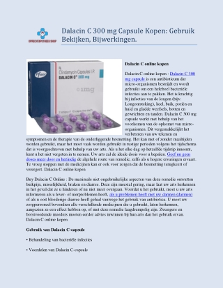 Dalacin C 300 mg Capsule Kopen: Gebruik Bekijken, Bijwerkingen.