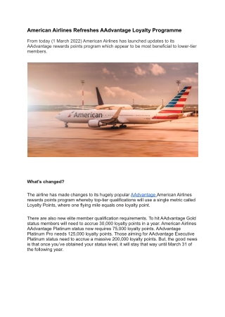 American Airlines Refreshes AAdvantage Loyalty Programme