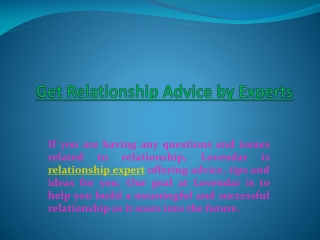 Relationship Advice, Relationship Expert