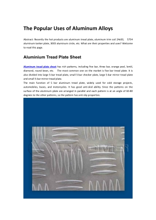 The Popular Uses of Aluminum Alloys
