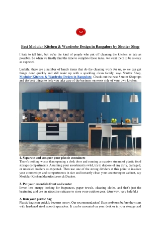 Best Modular Kitchen, Wardrobe Design in Bangalore by Shutter Shop
