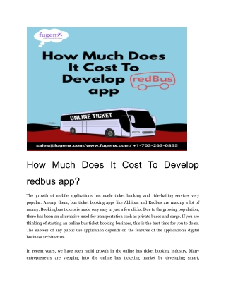 How Much Does It Cost To Develop redbus app