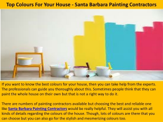 Top Colours For Your House - Santa Barbara Painting Contractors