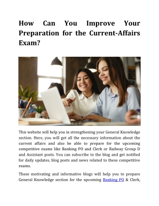 How Can You Improve Your Preparation for the Current-Affairs Exam