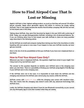 How to Find Airpod Case That Is Lost or Missing