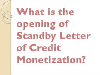 What Is The Opening Of Standby Letter Of Credit Monetization?