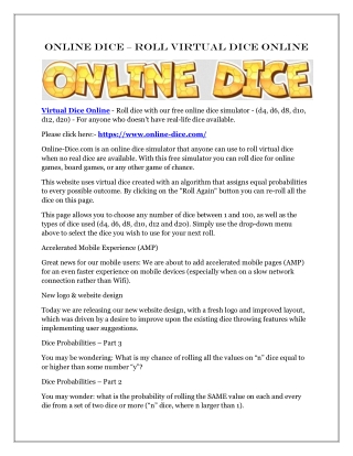 Virtual Dice Online