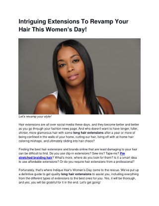 Intriguing Extensions To Revamp Your Hair This Womens Day