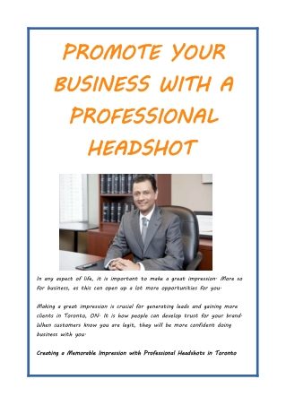 PROMOTE YOUR BUSINESS WITH A PROFESSIONAL HEADSHOT