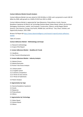 Contact Adhesive Market Growth Analysis