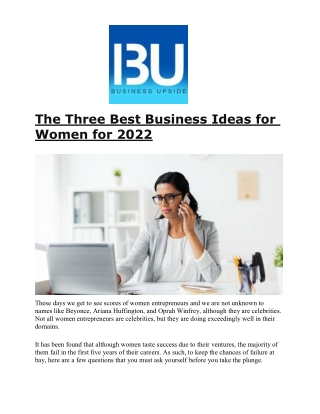 The Three Best Business Ideas for Women for 2022