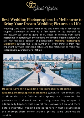 Best Wedding Photographers In Melbourne to Bring Your Dream Wedding Pictures to Life