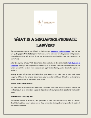 What is a Singapore Probate Lawyer