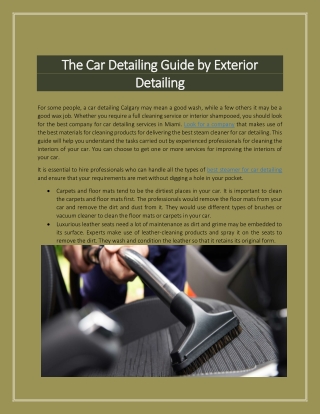 The Car Detailing Guide by Exterior Detailing