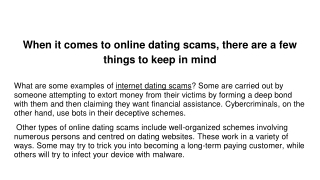 When it comes to online dating scams, there are a few things to keep in mind