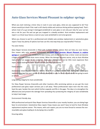 Auto Glass Services Mount Pleasant in sulphur springs