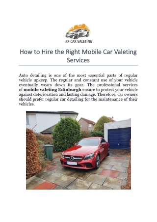 How to Hire the Right Mobile Car Valeting Services