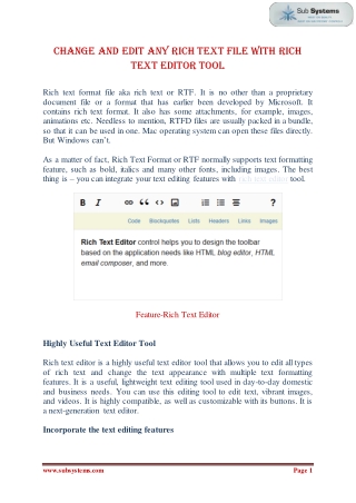 Change and Edit any rich text file with Rich Text Editor Tool