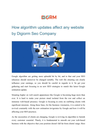 How algorithm updates affect any website by Digiorm Seo Company Noida