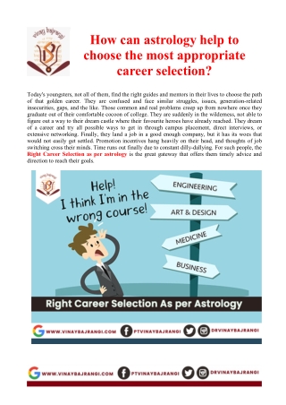 How can astrology help to choose the most appropriate career selection