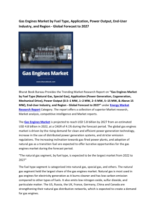 Global Gas Engines Market Research Report 2021-2027