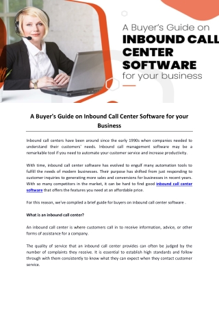 A Buyer's Guide on Inbound Call Center Software for your Business