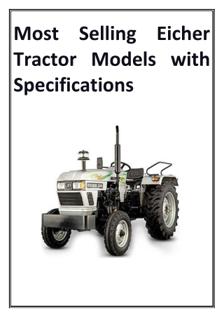 Most Selling Eicher Tractor Models with Specifications