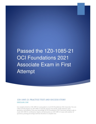 Passed the 1Z0-1085-21 OCI Foundations 2021 Associate Exam in First Attempt