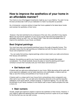 How to improve the aesthetics of your home in an affordable manner-converted