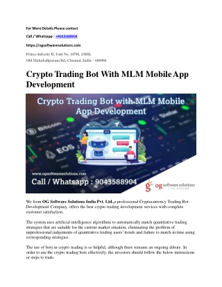 Crypto Trading Bot With MLM Mobile App Development