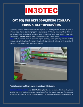 Opt for the Best 3D Printing Company China & Get Top Services