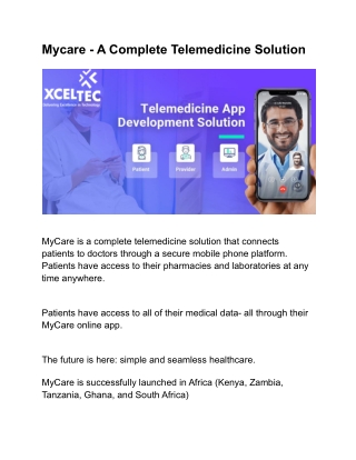 Mycare - A Complete Telemedicine Solution