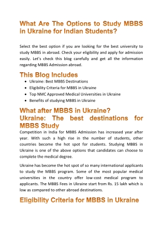 Study MBBS in Ukraine for Indian Students