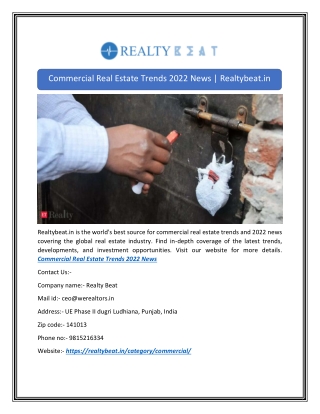Commercial Real Estate Trends 2022 News | Realtybeat.in
