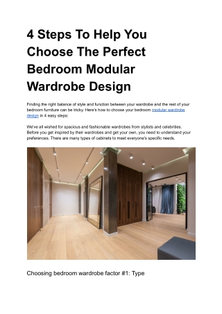 4 Steps To Help You Choose The Perfect Bedroom Modular Wardrobe Design