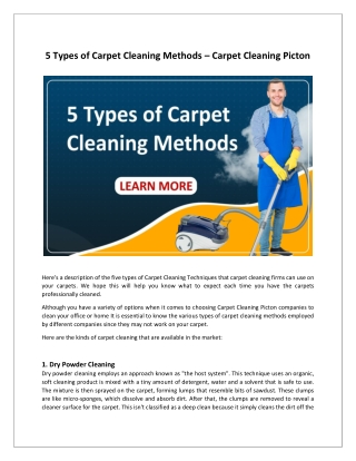 5 Types of Carpet Cleaning Methods