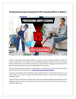 Professional Carpet Cleaning VS DIY Cleaning Which is Better