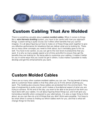 Custom Cabling That Are Molded