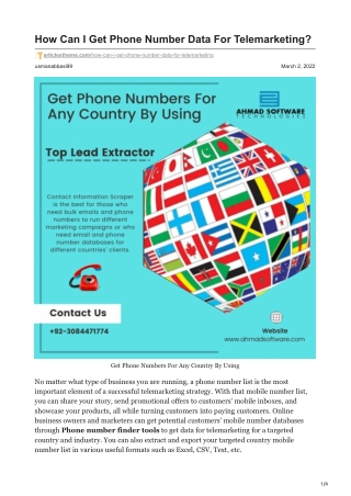 1How Can I Get Phone Number Data For Telemarketing